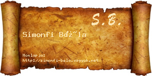 Simonfi Béla névjegykártya